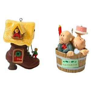 Vintage Hallmark set of 2 nursery rhyme ornaments